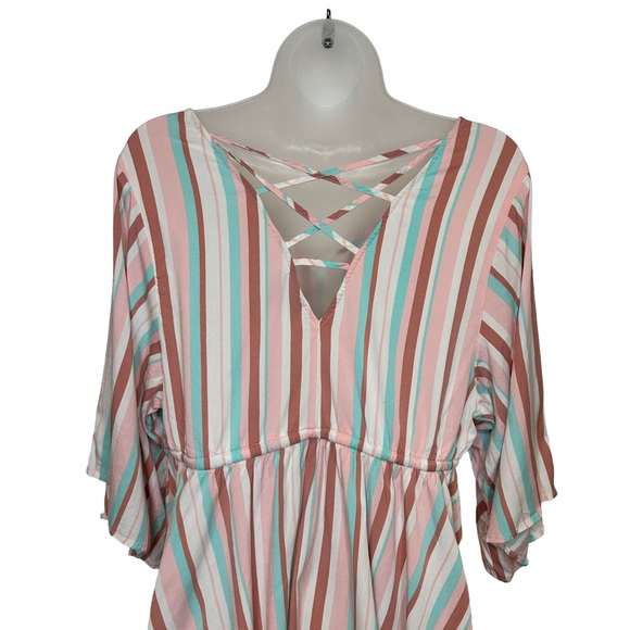 Torrid Dress Womens Tunic Colorful Stretch V Neck Elastic Waist Rayon Pink 0 - Picture 2 of 12